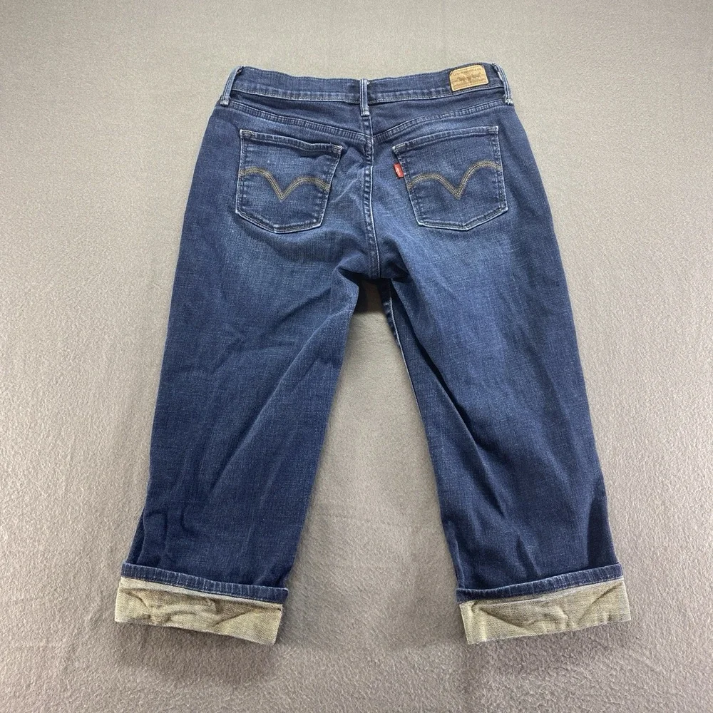 Levis Capri Jeans Womens 4 Blue Mid Rise Stretch 515 Flat Front Dark‎ Wash
